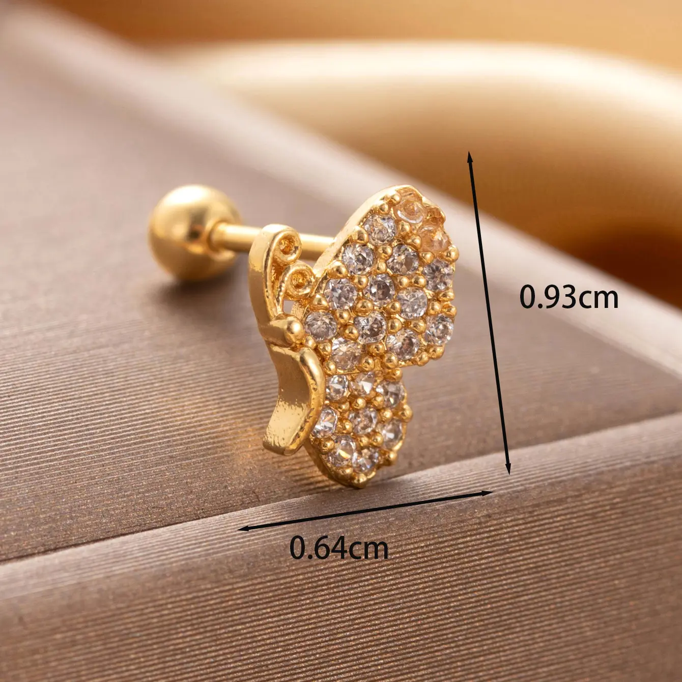 1 Piece Simple Series Classic Animal Copper   Gold Color Zircon Women's Stud Earrings h5 